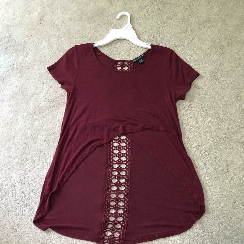 A high low burgundy blouse